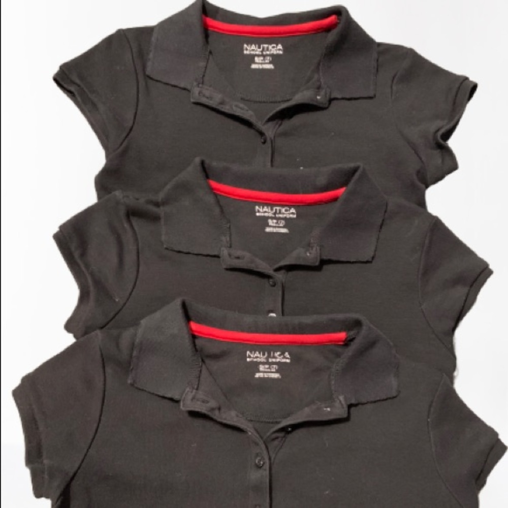 3 Nautica Girl Uniform Size 7 Polo Shirts